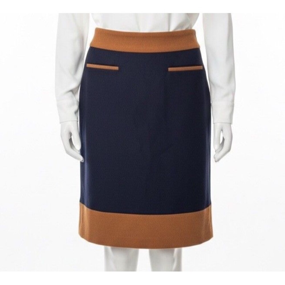 Loft Womens Skirt 8 Blue Brown Straight  Lined Pockets Ann Taylor NwT MSRP 69$